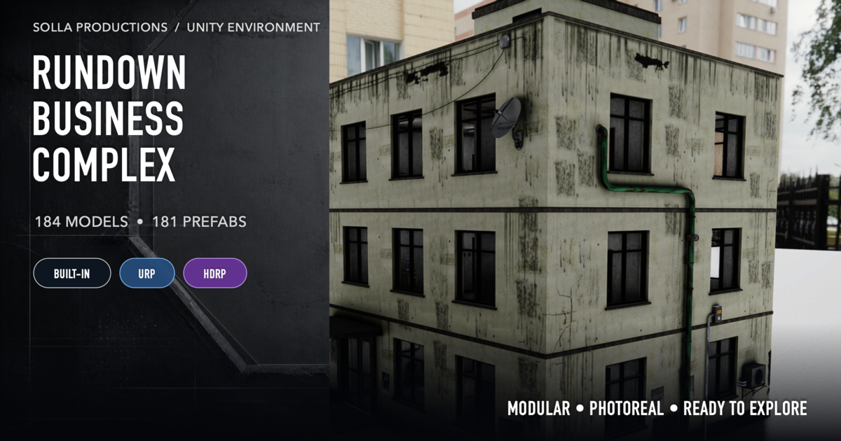 Rundown Business Complex exterior with 184 models and 181 prefabs